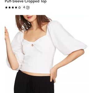 1. State White Puff Sleeve Crop Top